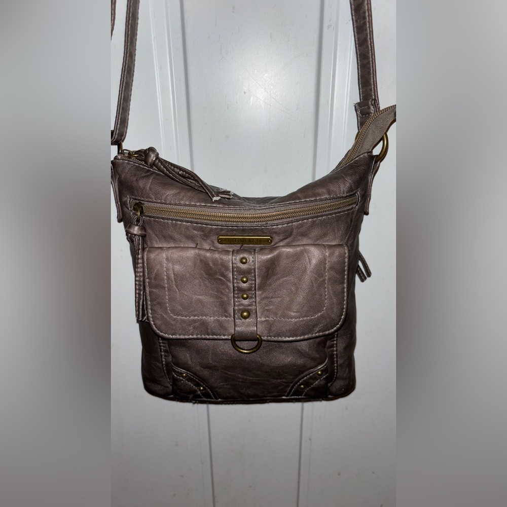 Stone & Co. Shimmering Taupe w/hints of gray Crossbody Bag in GREAT CONDITION